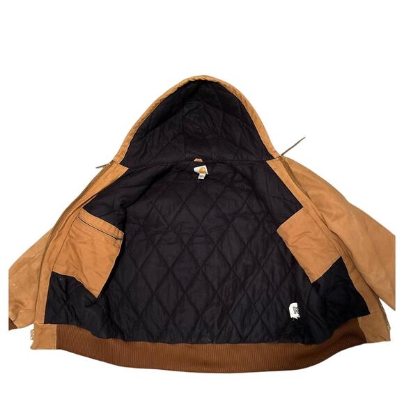 Carhartt J140 Tan Duck Hooded Jacket Mens Size M Workwear Streetwear Skatestyle - Picture 3 of 12